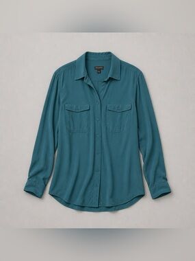 Talbots Women’s Teal Button-Front Blouse S